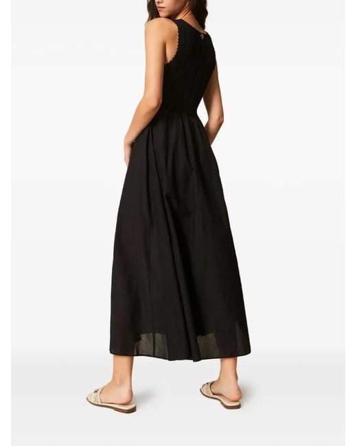 Twinset Black Long Dress With Knit Bodice