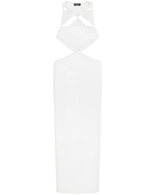 Robe longue à découpes Versace en coloris White