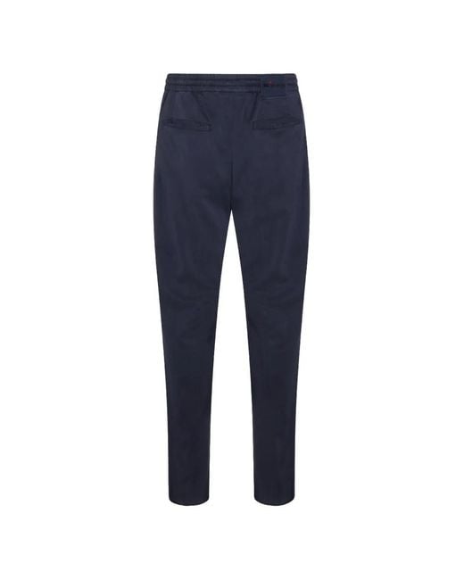 Kiton Blue Pleated Trousers for men