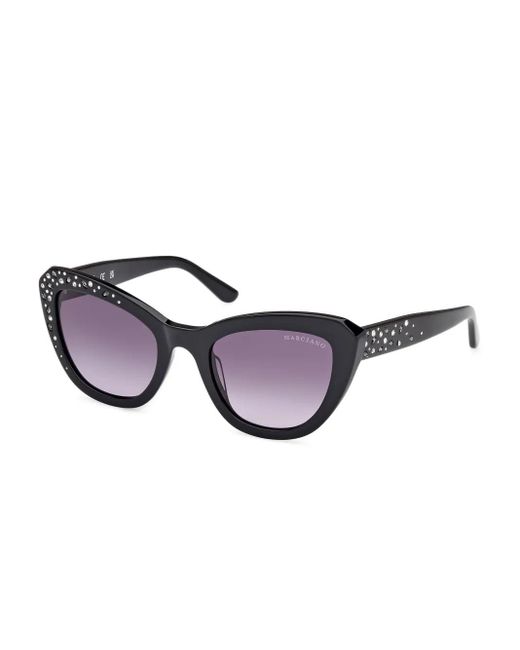 GUESS EYEWEAR Black Geometric-Frame Sunglasses