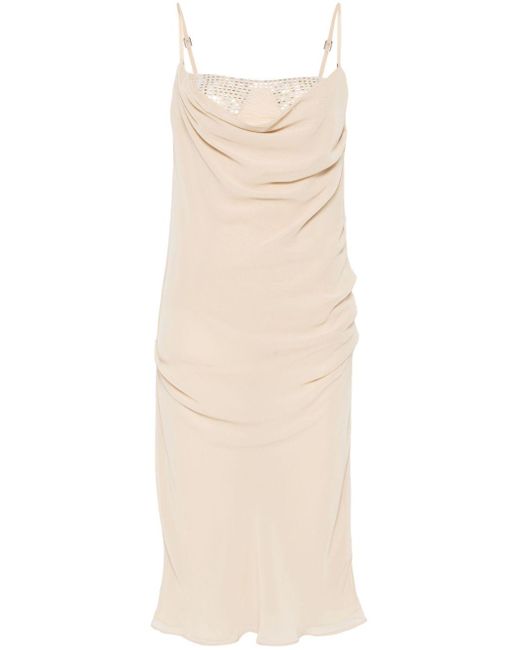 The Attico Natural Draped Midi Dress