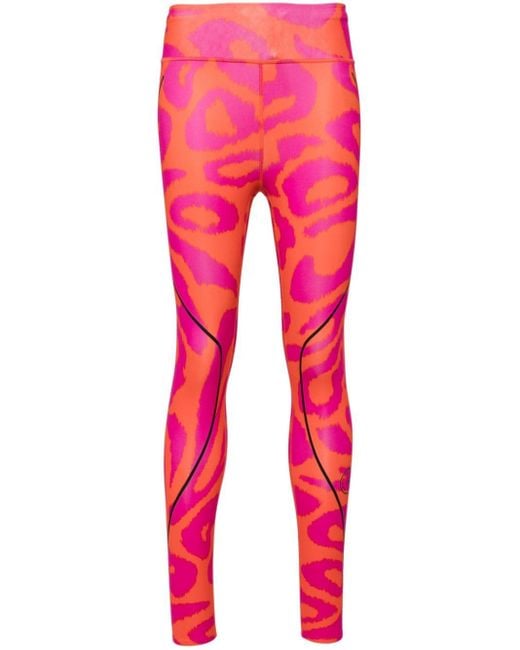 adidas By Stella McCartney Truepace Leopard-print leggings in Red