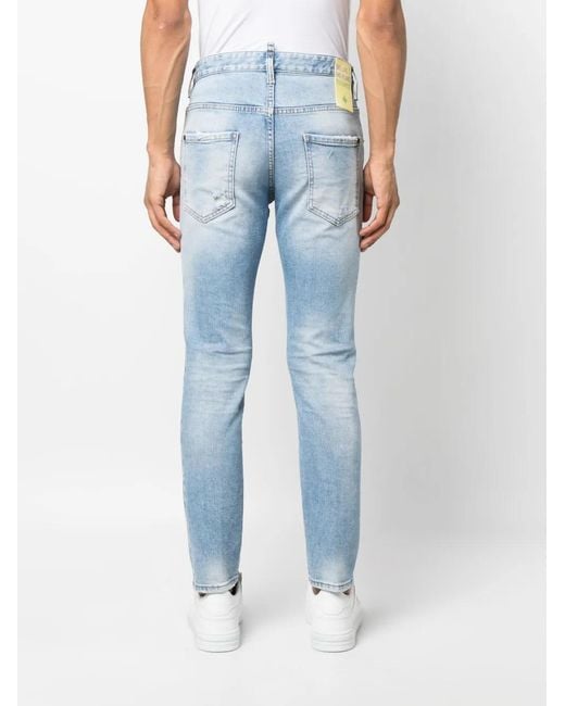 DSquared² Blue Skinny Washed Denim Jeans for men