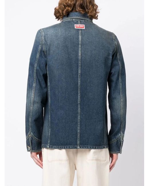 Veste En Jean À Patch Logo KENZO pour homme en coloris Blue