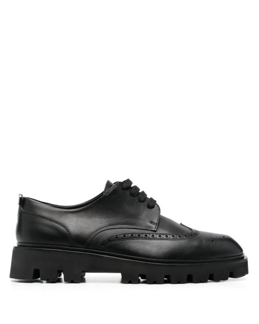 Sergio Rossi Black Perforated Leather Brogues for men