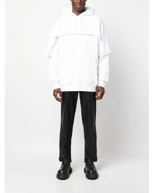 Givenchy White Layered Drawstring Cotton Hoodie for men