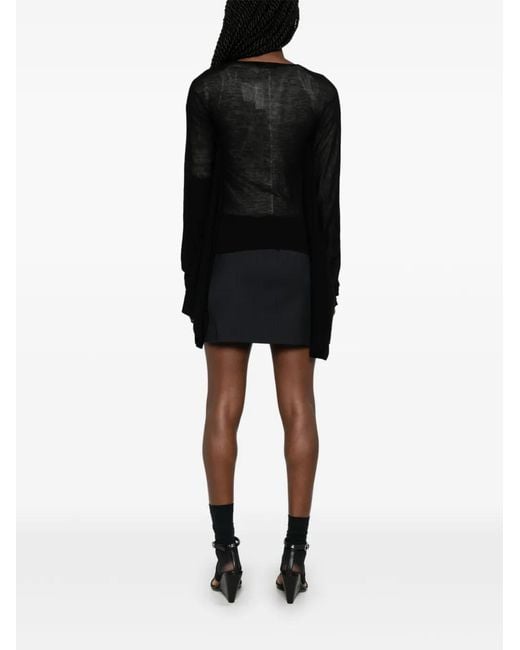 Paloma Wool Black Draped-Sleeve T-Shirt