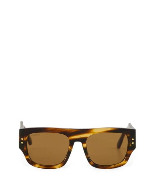 Gucci Brown Tortoiseshell-Pattern Sunglasses