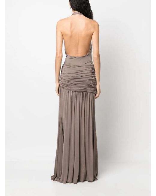 Blumarine Natural Halterneck Backless Gown