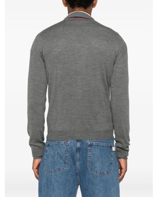 Gucci Gray Button-Front V-Neck Cardigan for men