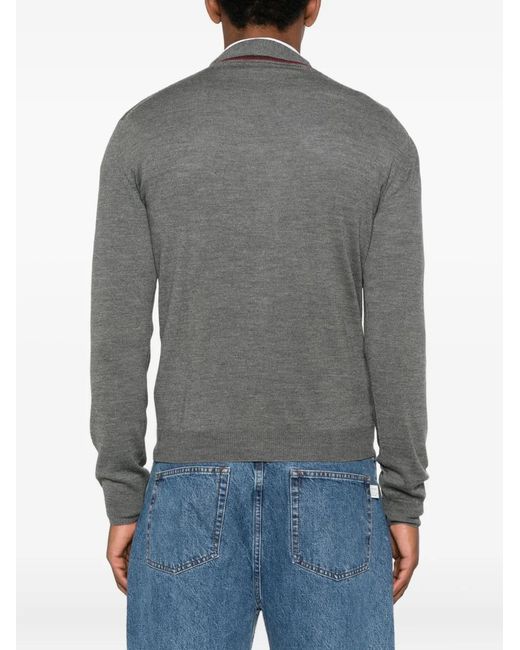 Gucci Gray Button-Front V-Neck Cardigan for men