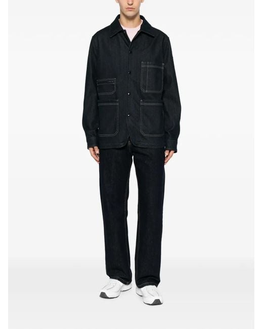 Moncler Blue Patch-Pocket Denim Jacket for men