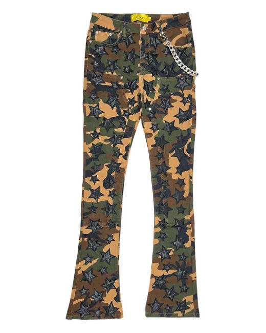 GUAPI Multicolor Camouflage-Pattern Star-Patch Jeans for men