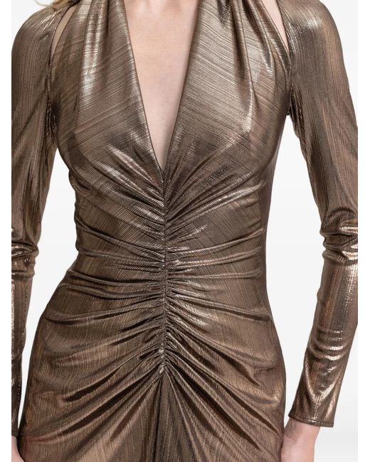 Gemy Maalouf Natural Long-Sleeve V-Neck Maxi Dress