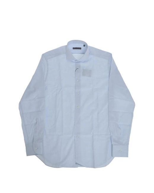 Corneliani Blue French-Collar Long-Sleeve Shirt for men