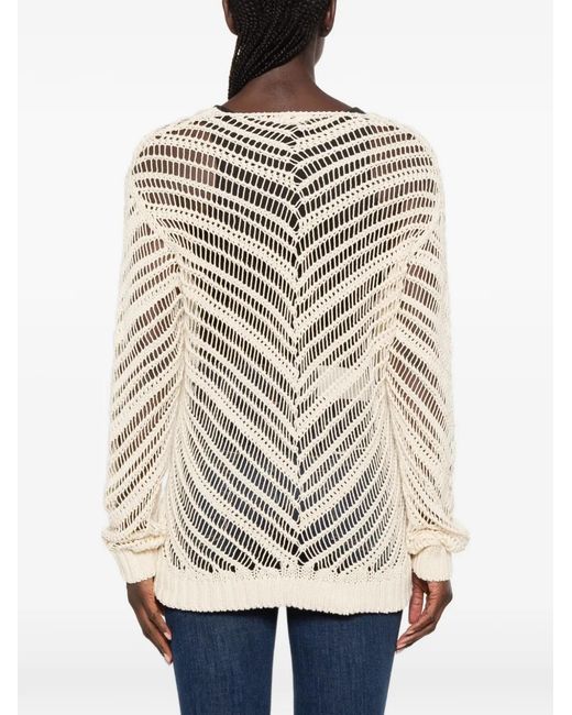 ViCOLO Natural Pullover Mit Lochstrickmuster