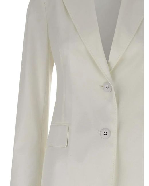 Max Mara Gray Notched-Lapels Button Blazer