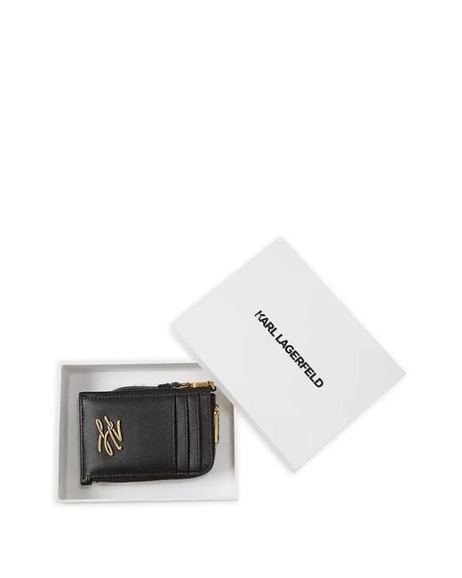 Tarjetero K/Autograph Karl Lagerfeld de color Black