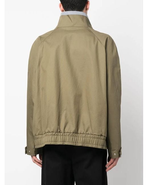 Palm Angels Green Bomber Jacket With Print for men