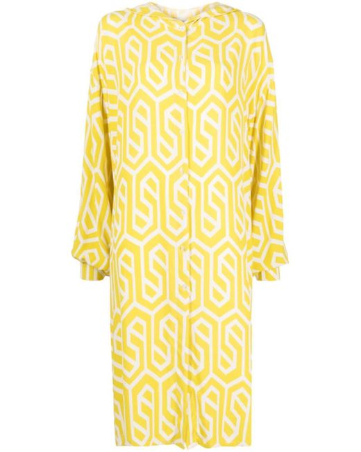 Caftan Marrakesh à motif géométrique Bambah en coloris Yellow