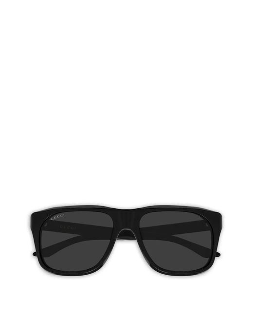 Gucci Black Logo Rectangle-Frame Sunglasses