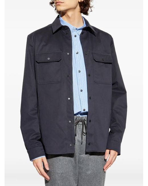 Moncler Blue Logo-Patch Shirt for men