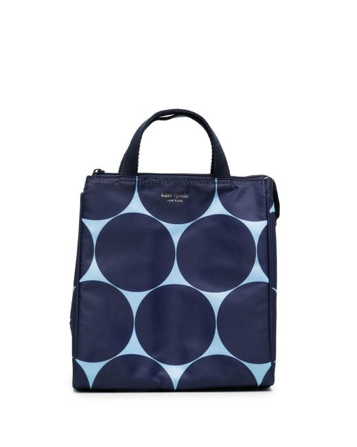 Kate Spade Blue Polka-dot Logo-print Lunch Bag