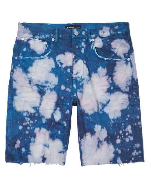 Purple Brand Blue Bleach-effect Denim Shorts for men
