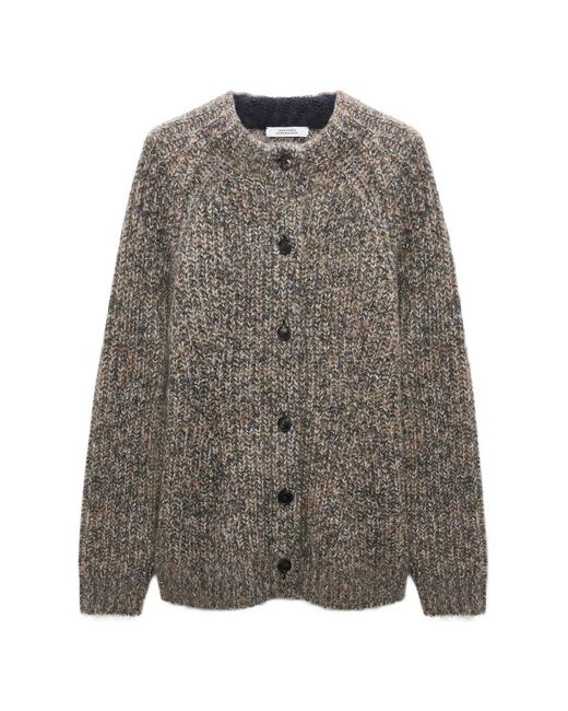 Dorothee Schumacher Gray Luxury Love Chunky-Knit Button-Up Cardigan