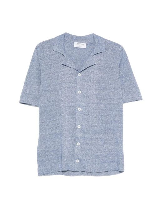 Gran Sasso Blue Short-Sleeve Button-Down Polo Shirt for men