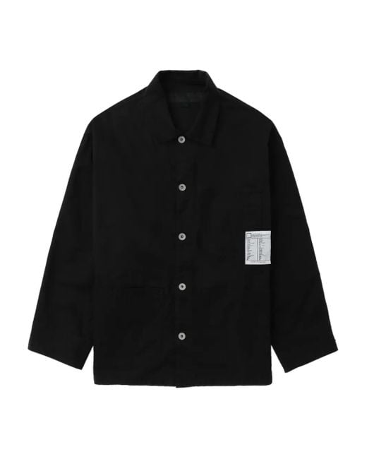 Neighborhood Black Patch-Pocket Button-Front Shirt Jacket for men