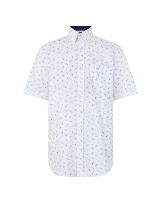 Paul & Shark White Shark-Print Button-Down Shirt for men