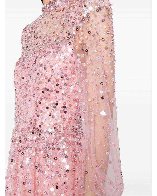 Jenny Packham Pink Meadow Sweet Sequinned Flared Dress