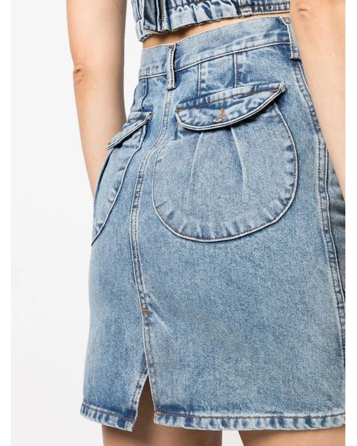 Moschino Blue Fringe-Detail Denim Skirt