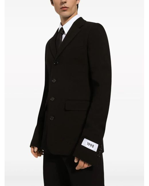Dolce & Gabbana Black Single-Breasted Cotton-Blend Blazer for men