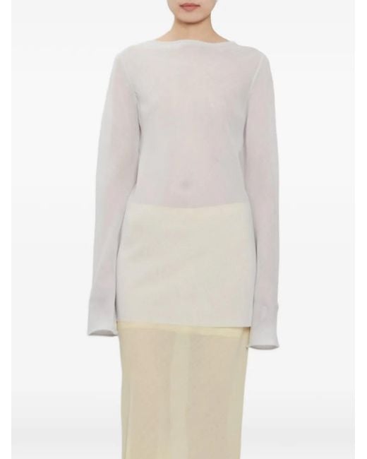 Rier White Raw-Edge Bias-Cut Top