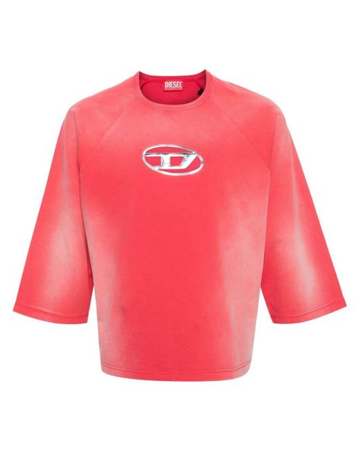 DIESEL Red T-croxt Faded-effect T-shirt for men