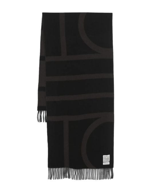 Totême  Wollen Sjaal Met Monogram Jacquard in het Black