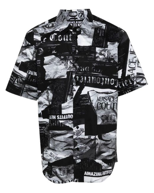 Versace Black Magazine Print Shirt for men