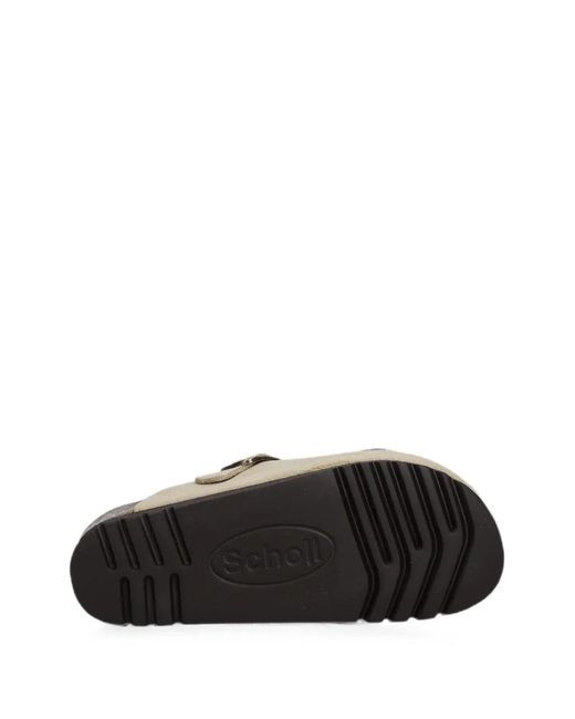 Scholl White Buckle-Fastening Suede Mules