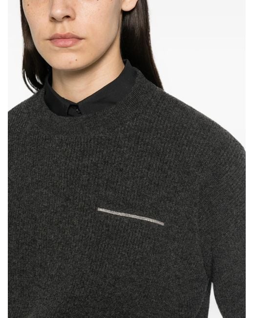 Peserico Black Ribbed-Knit Sweater