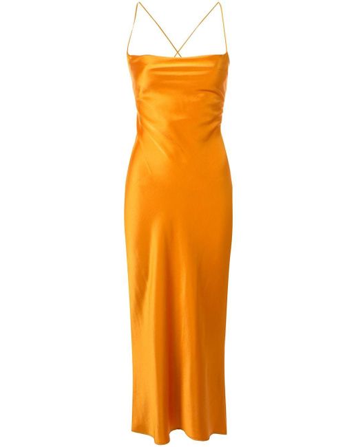 Bec & Bridge Orange Seraphine Satin Midi Dress