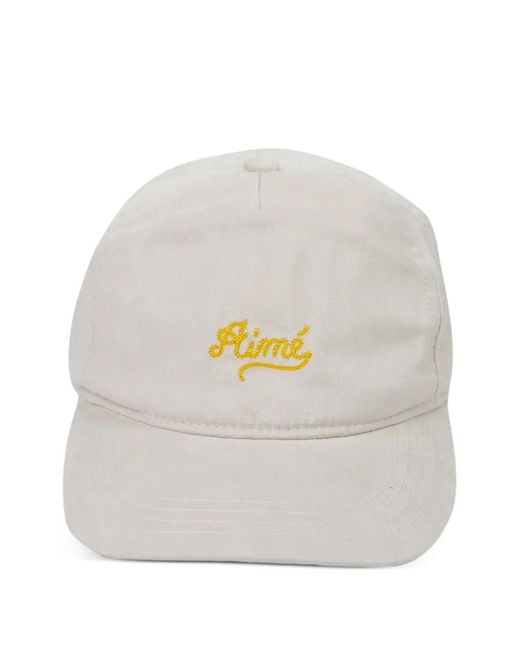 Aimé Leon Dore Gray Script-Logo Chain-Stitch Cap for men