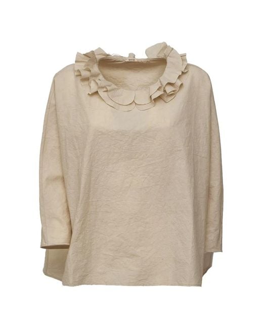 Apuntob Natural Ruffled-Collar Blouse