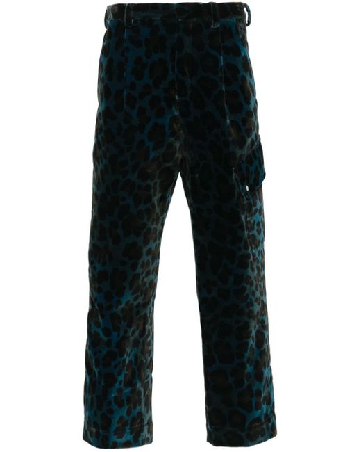 Pantalones Combine con estampado de leopardo OAMC de hombre de color Blue
