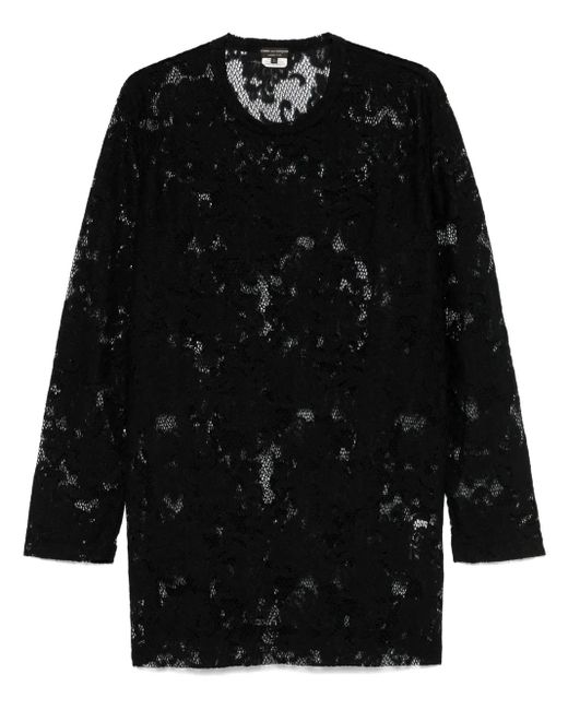 メンズ Comme des Garçons フローラルレース Tシャツ Black