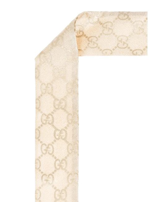 Gucci White Gg Silk Neck Bow