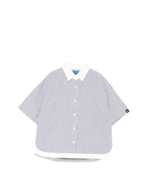 SPORT b. by agnès b. White Striped Short-Sleeve Shirt