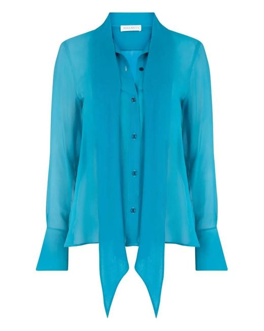 Nina Ricci Blue Lavalliere Satin Shirt