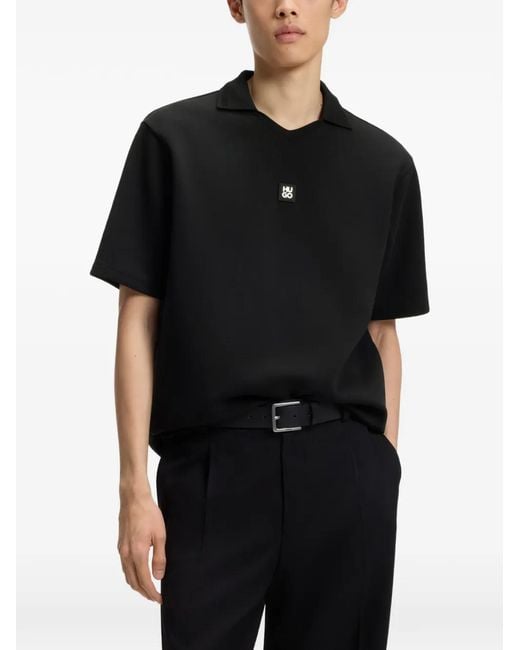 Polo À Patch Logo HUGO pour homme en coloris Black